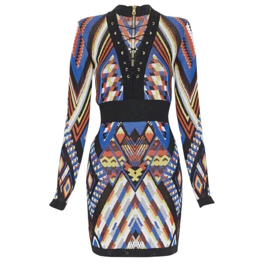 Balmain Tribal Knitted Bodycon Dress